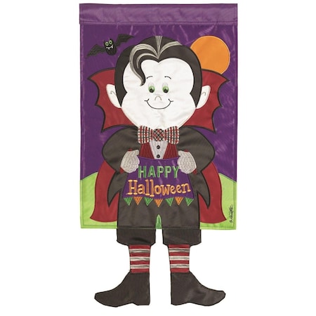 13 X 18 In Happy Halloween Dracula Double Applique Garden Flag